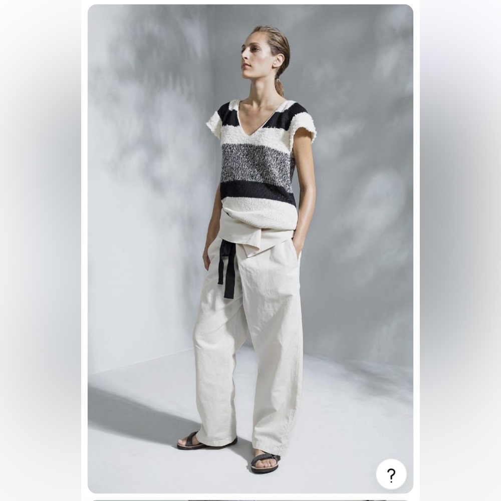 BRUNELLO CUCINELLI Striped cotton-blend V-neck Bow sweater sz L NWT $ 2370